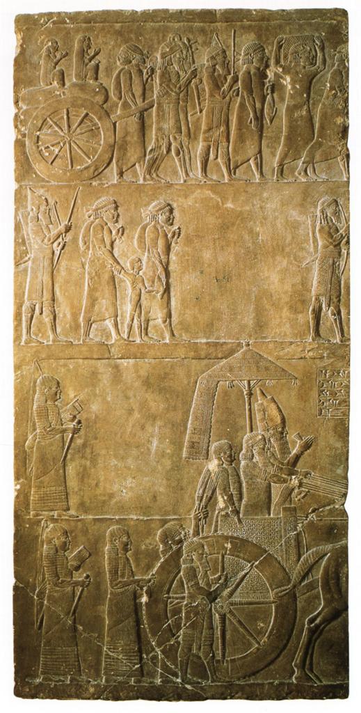 آشوربانیپال 645 پیش از میلاد در حال راندن کالسکه اش