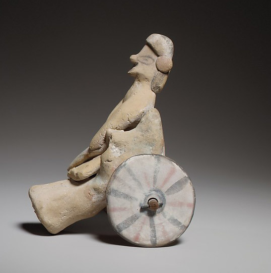 مجسمه سفالی دست ساز مردی که سوار ارابه ای شده است - قبرس